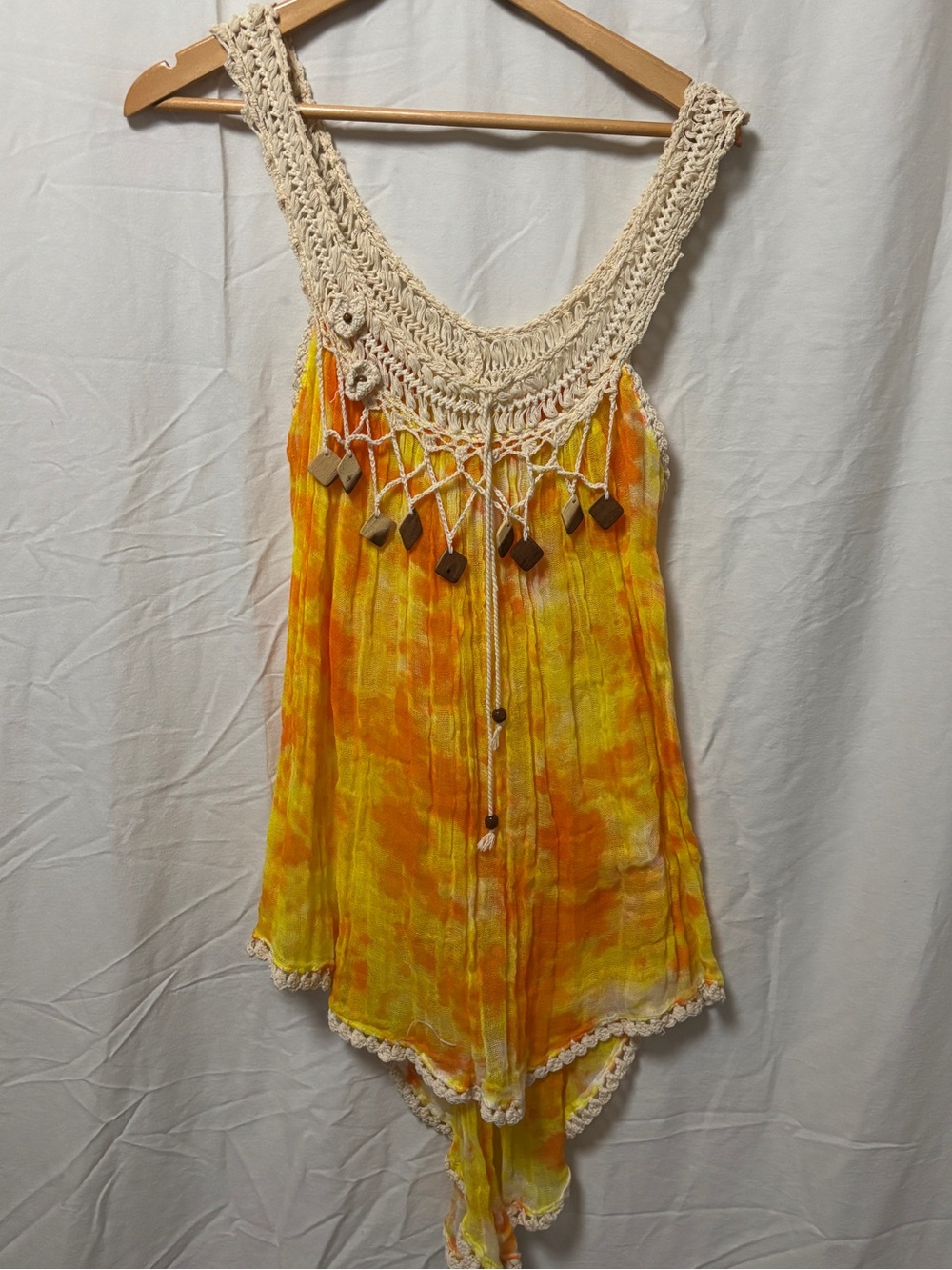💋3 for $25 Boho vintage tie dye crochet flowy top/dress